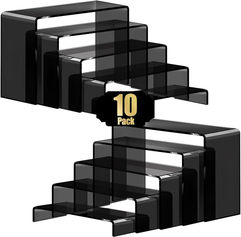 Aheroi حاملات عرض، 10 قطع مجموعة 2 (7 بوصة ~ 8 بوصة ~ 9 بوصة) حاملات عرض أكريليك، حاملات عرض أكريليك سوداء، مجموعة حاملات عرض للديكور، حاملات عرض كعك لعرض الألعاب - Image 1